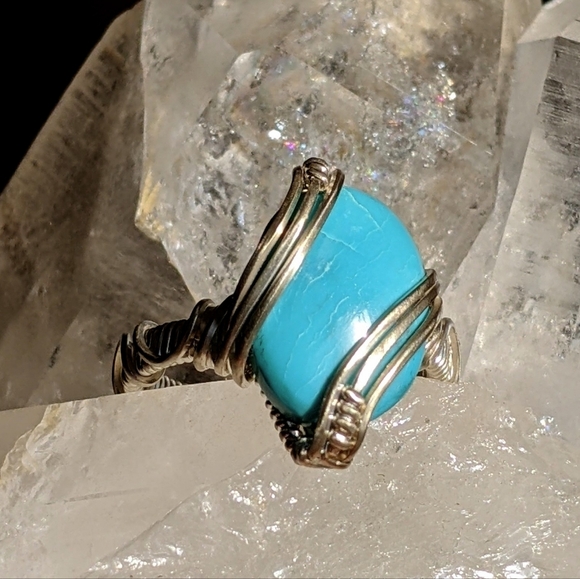 Artisan Sterling Silver Turquoise Ring Southwestern Statement Jewelry Sky Blue - Picture 13 of 15
